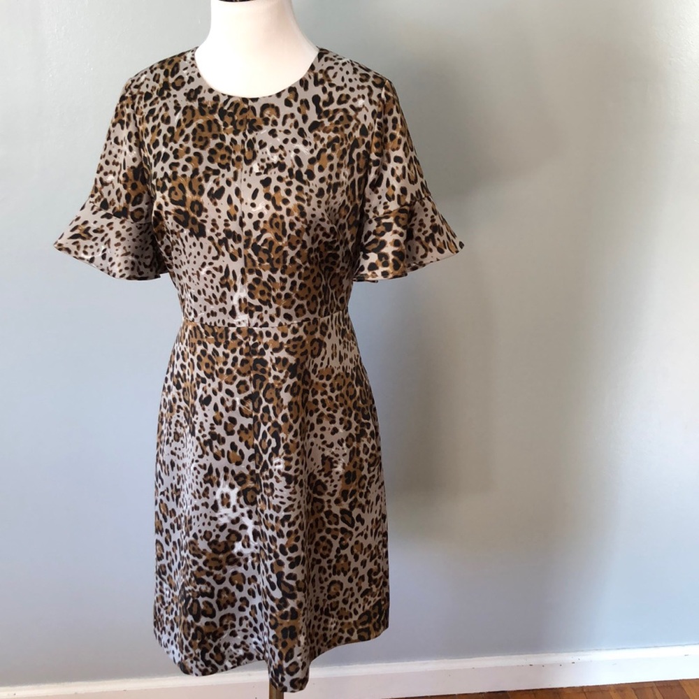 Banana Republic Leopard Print Flutter Sleeve Dress - image 2